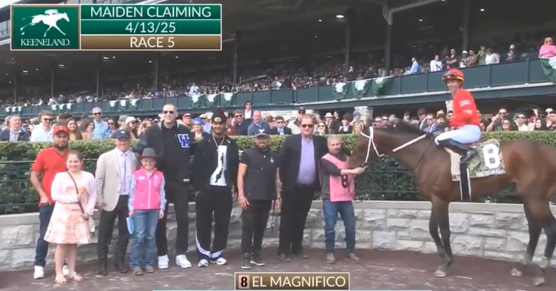 Mark Pope at Keeneland with Lamar Wilkerson
